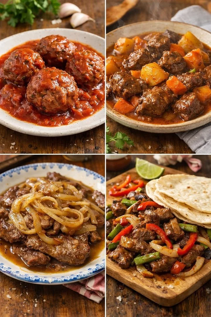 Delicious beef recipes featuring 4 different cooking methods.