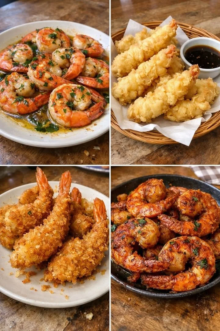 Plate of succulent jumbo shrimp served with fresh ingredients