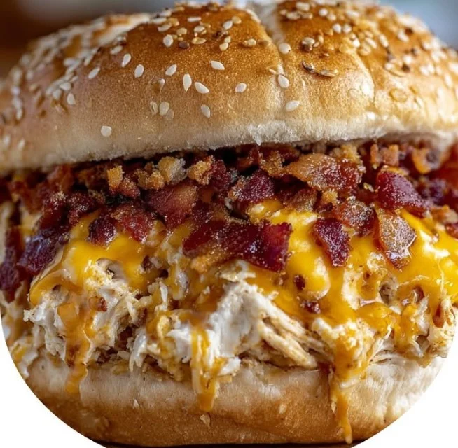 Delicious 5-Ingredient Crack Chicken Sandwich ready to serve.