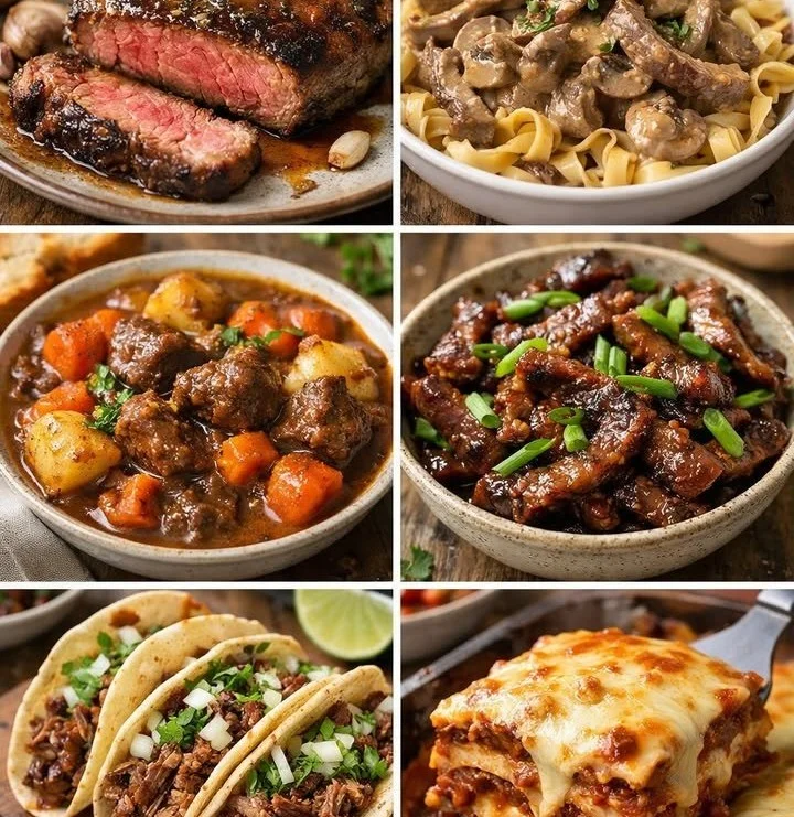 A collection of 6 delicious beef recipes for various occasions.