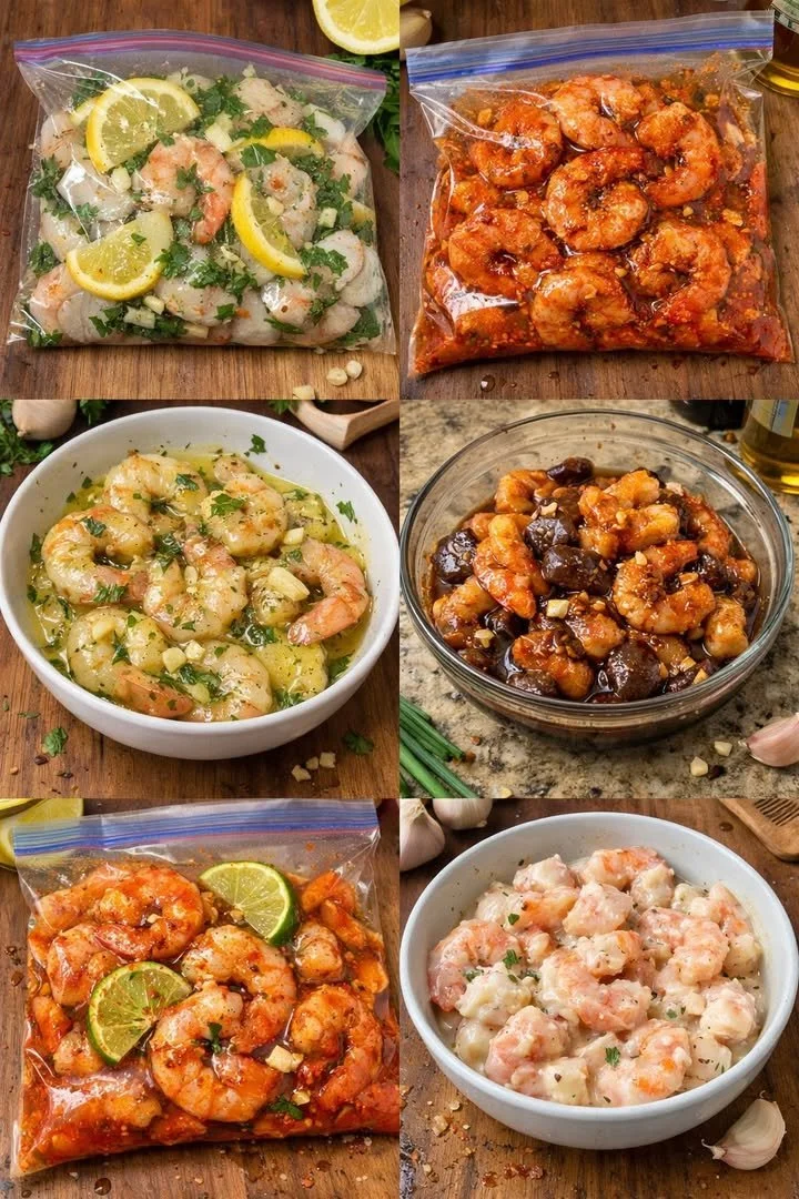 Variety of seafood marinades for grilling and baking seafood dishes