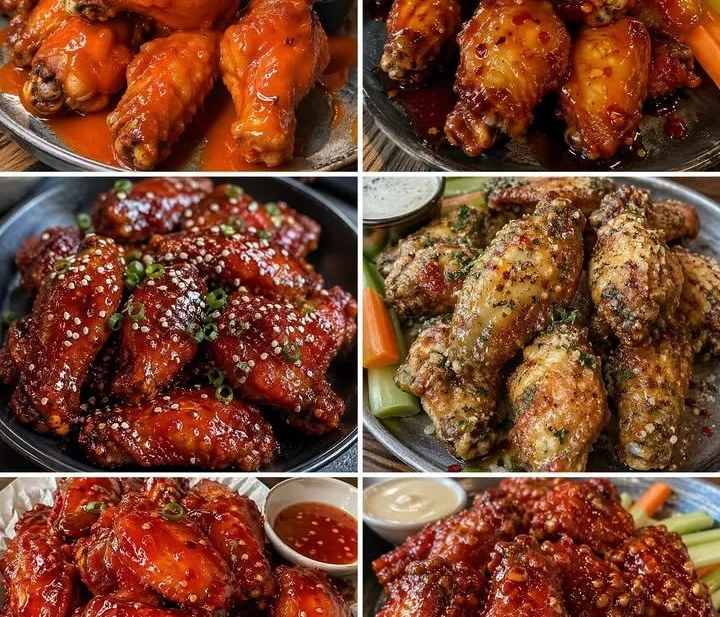 Delicious spicy chicken wings recipe served with dipping sauces