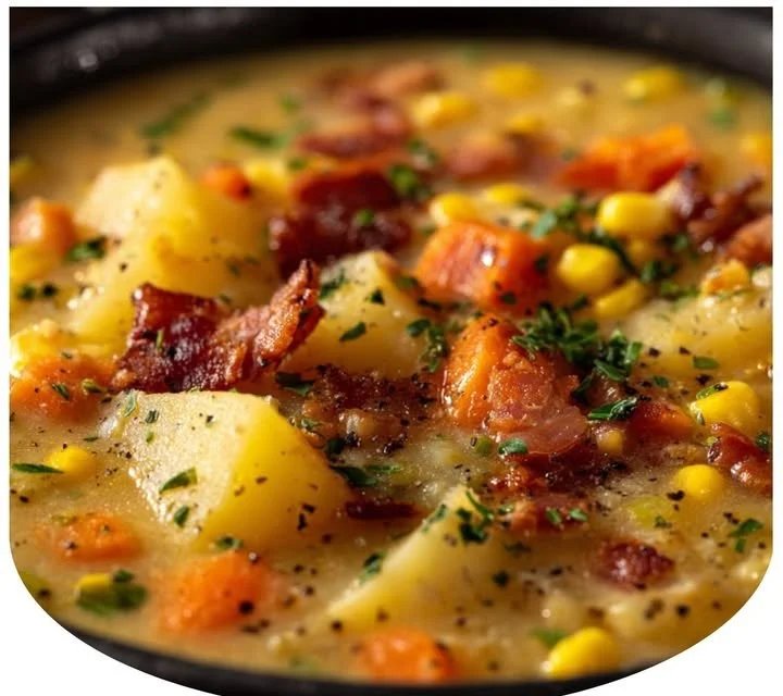 A bowl of hearty Amish Snow Day Soup, perfect for chilly winter days.