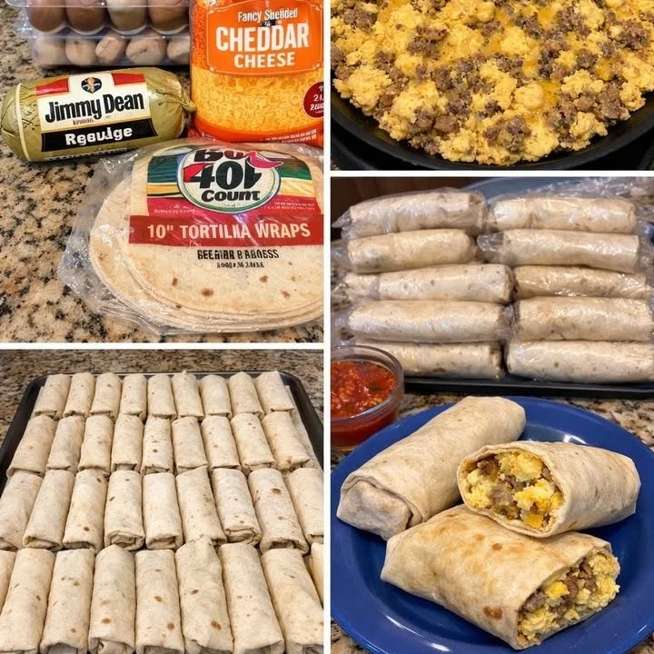 Delicious breakfast burritos filled with eggs, cheese, and fresh ingredients