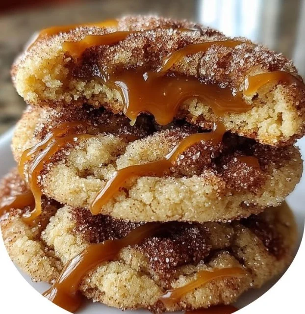Delicious brown sugar cinnamon caramel cookies on a baking tray