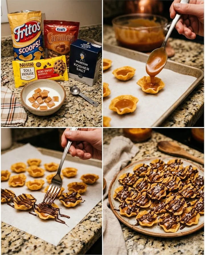Delicious caramel-filled Fritos scoops on a plate