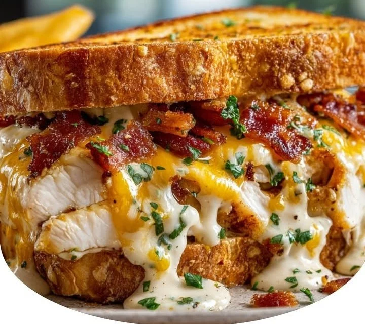 Cheddar Bacon Ranch Chicken Melt with crispy bacon and melted cheese