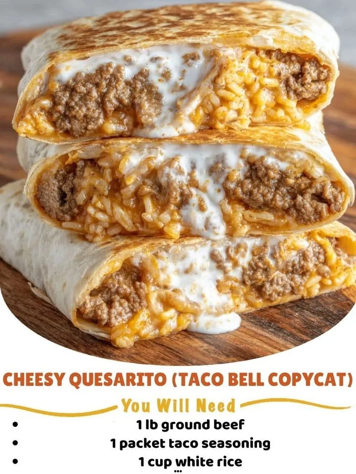 Cheesy quesarito inspired by Taco Bell, featuring melted cheese and savory fillings.