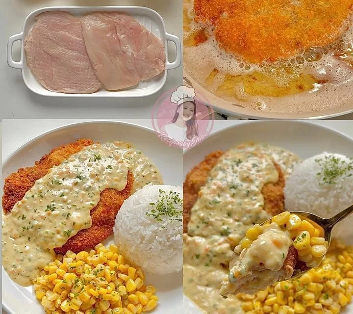 Delicious Chicken à la King served with vegetables over rice