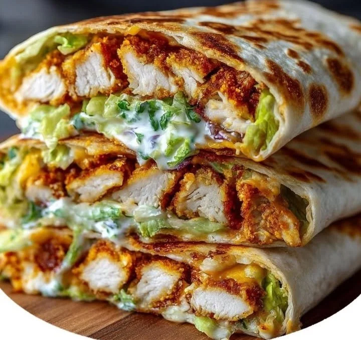 Delicious Chicken Crunch Wrap filled with crispy chicken and fresh ingredients