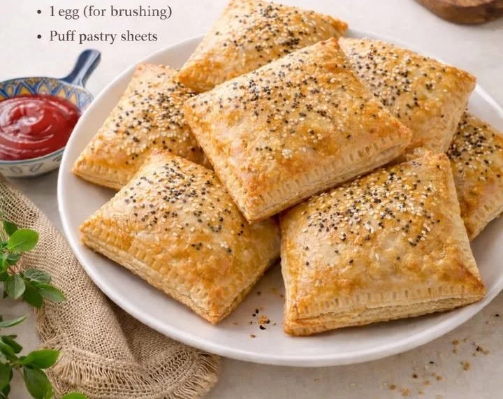 Savory Chicken Puff pastry filled with tender chicken, ideal for snacks