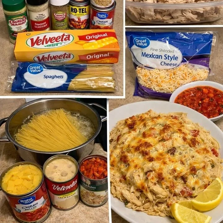 Delicious Chicken Spaghetti served in a bowl with fresh herbs