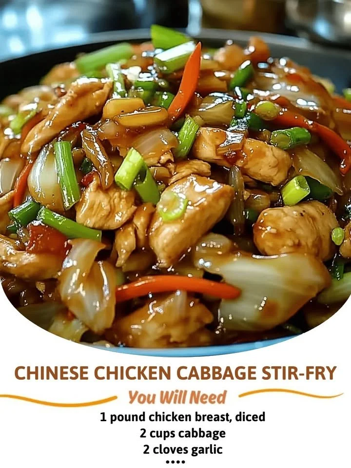 Delicious Chinese Chicken Cabbage Stir-Fry with vibrant vegetables and tender chicken