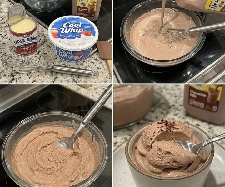 Delicious Chocolate Frosty served in a cup, creamy and rich.