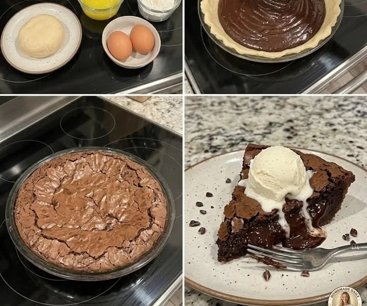 Decadent Chocolate Lava Pie with molten chocolate center
