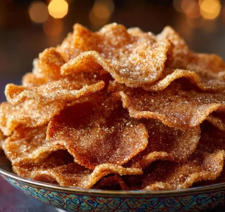 Plate of Christmas Eve Cinnamon Crisps ready for the holiday celebration.