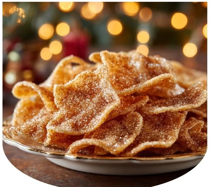 Homemade Christmas Eve cinnamon crisps on a festive holiday table.