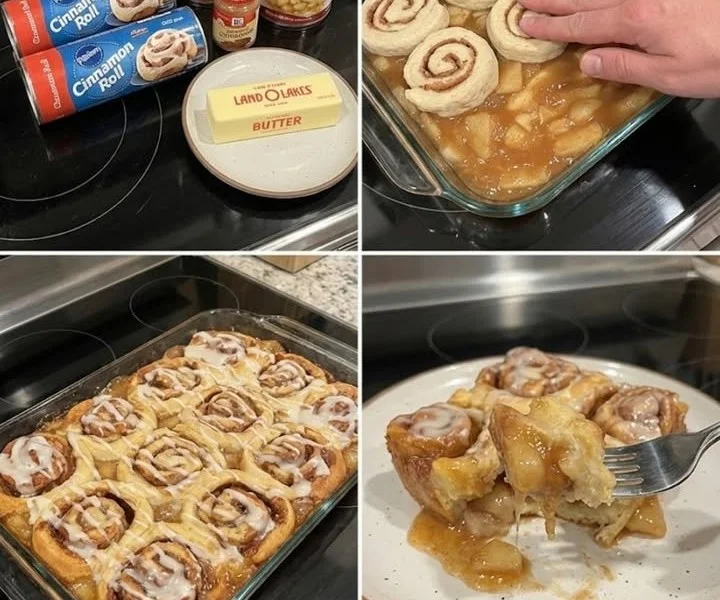 Delicious Cinnamon Roll Apple Bake with warm apples and cinnamon rolls