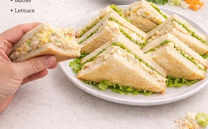 Delicious classic creamy chicken egg sandwich ready to be served