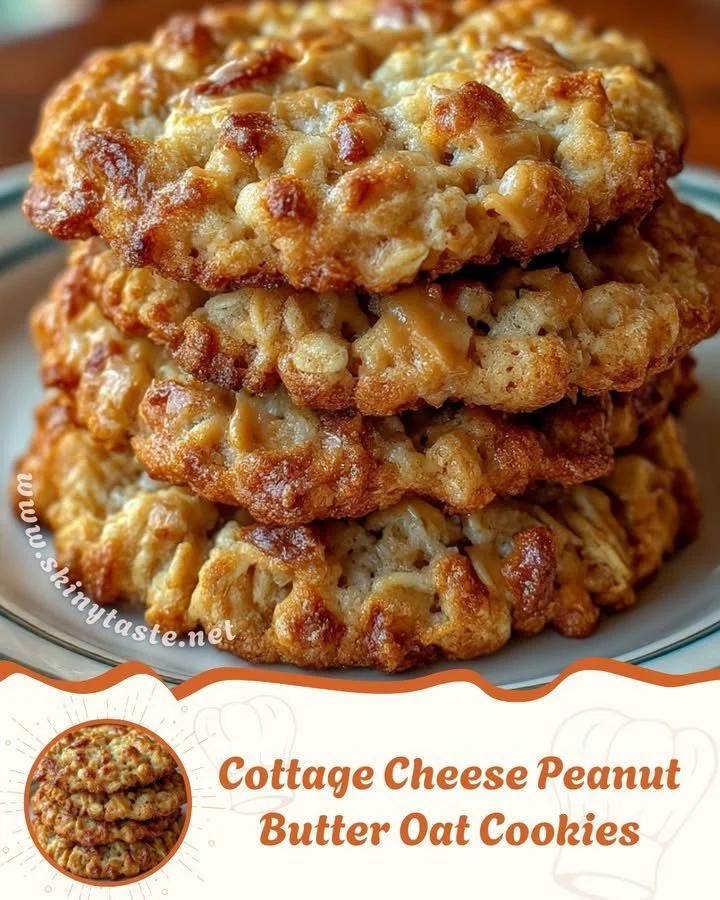 Cottage Cheese Peanut Butter Oat Cookies on a plate, showcasing a healthy dessert option.