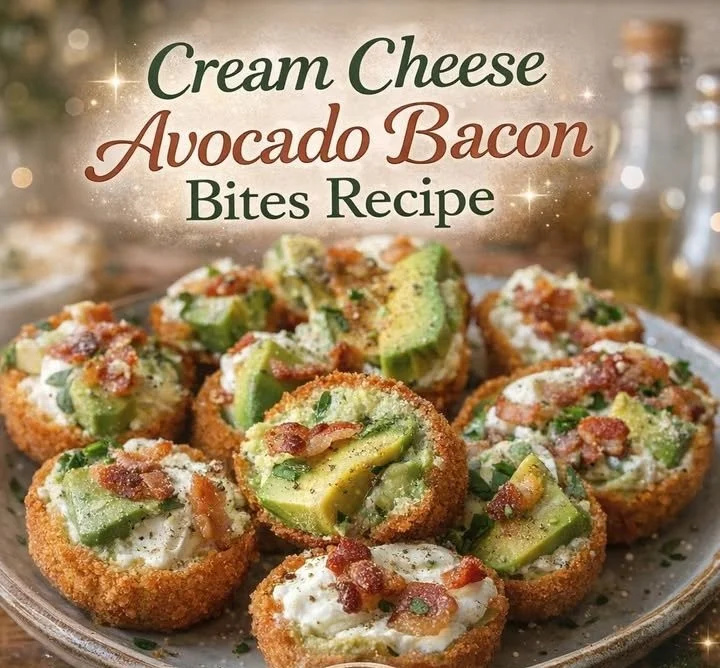 Cream Cheese Avocado Bacon Bites on a plate garnished with herbs