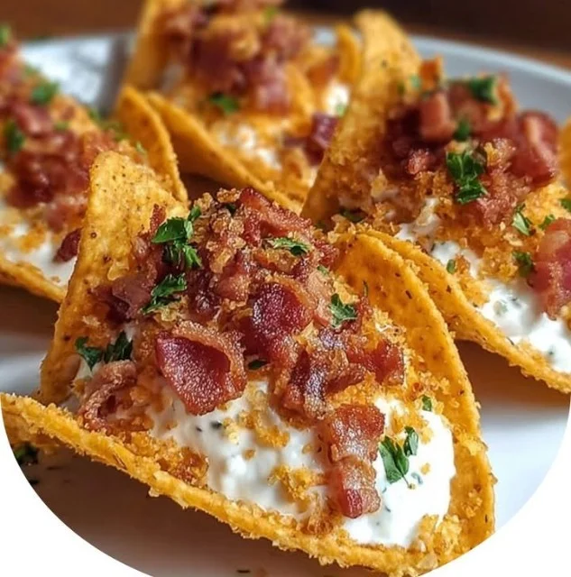 Cream Cheese and Bacon Stuffed Doritos served on a plate