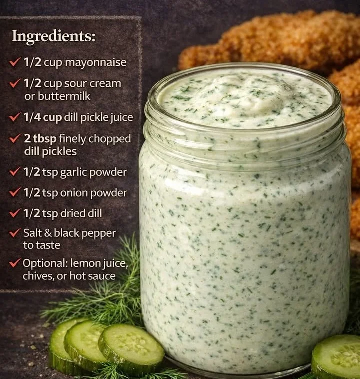 Creamy dill pickle ranch dip served in a bowl with fresh vegetables and chips.