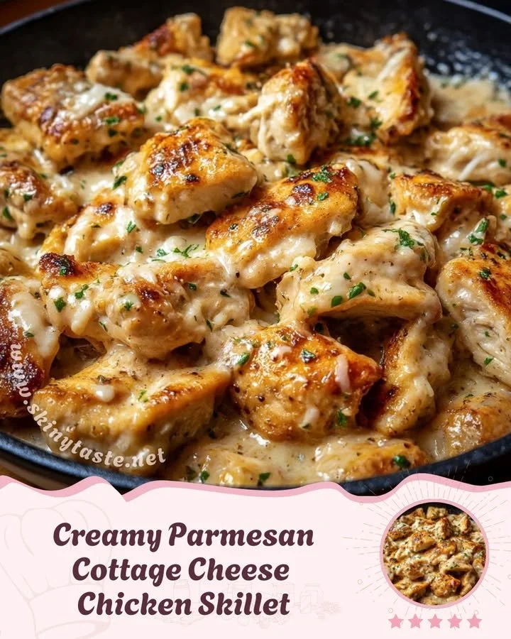 Creamy Parmesan Cottage Cheese Chicken Skillet recipe