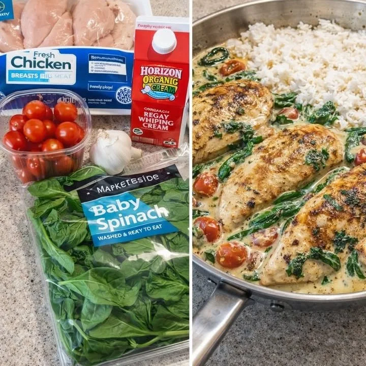 Creamy Tuscan Chicken with spinach and sun-dried tomatoes