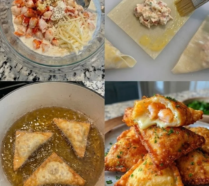 Crispy cheese stuffed shrimp bites on a platter.