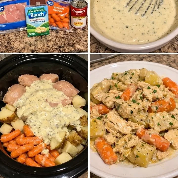 Crockpot Ranch Chicken with Potatoes served in a bowl