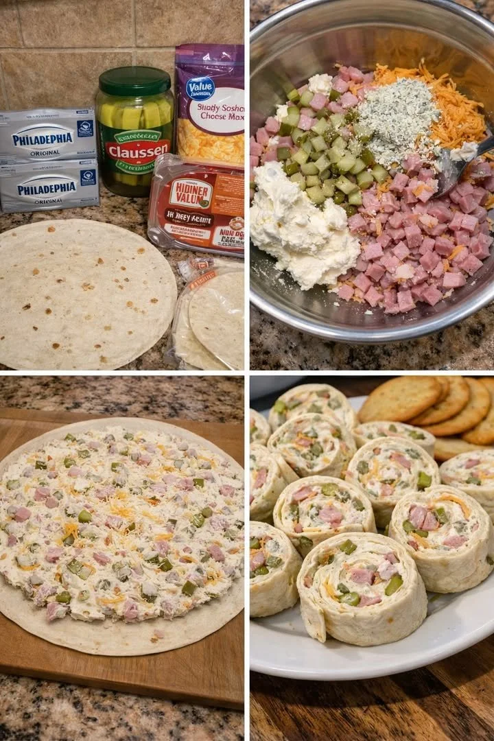 Delicious dill pickle pinwheels served as a tasty appetizer