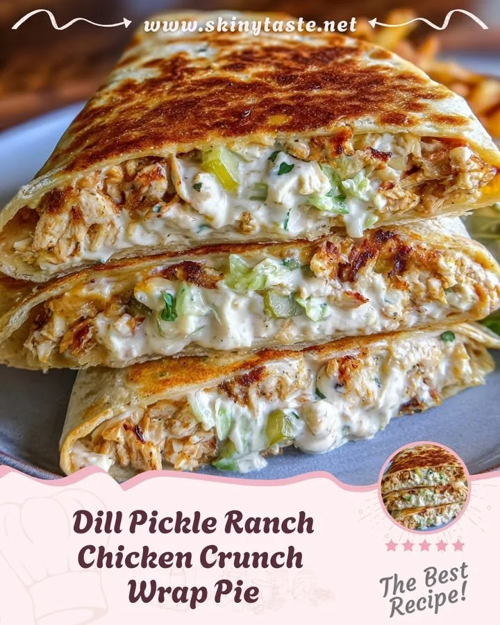Dill Pickle Ranch Chicken Crunch Wrap Pie served on a plate