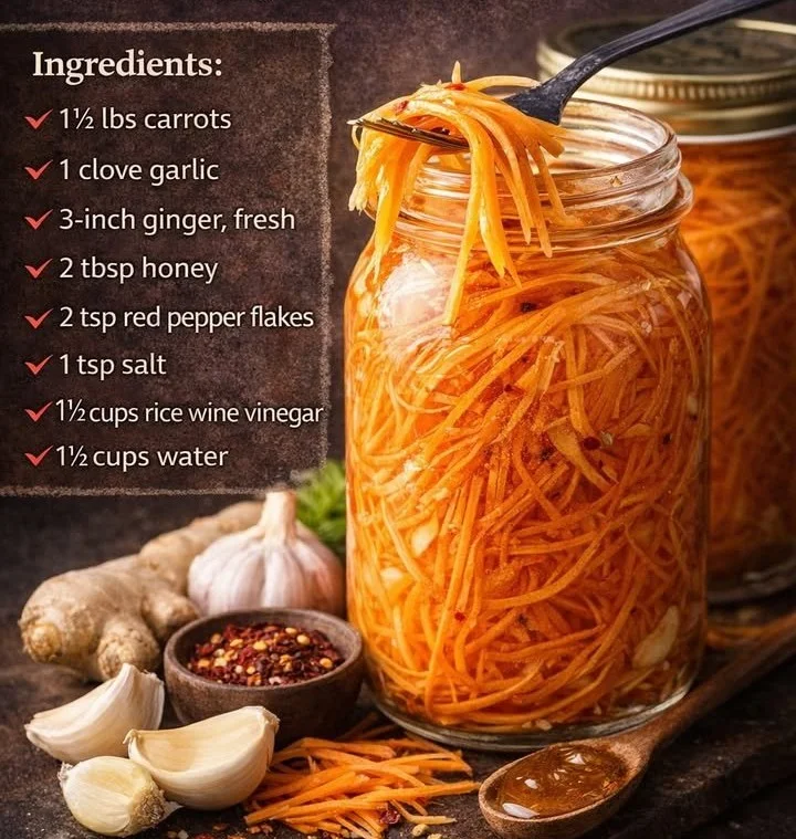 Jar of easy pickled carrots ready to add flavor to dishes