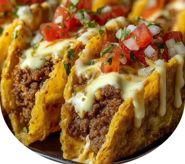 Serving of easy Rotel tacos with toppings