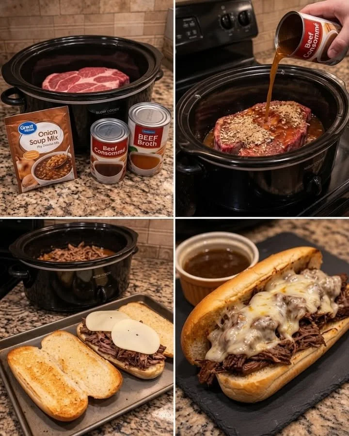Delicious French Dip sandwich with tender beef and au jus