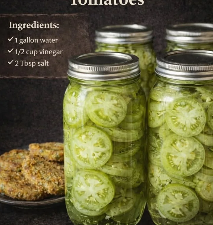 Crispy fried green tomatoes made from canned green tomatoes.