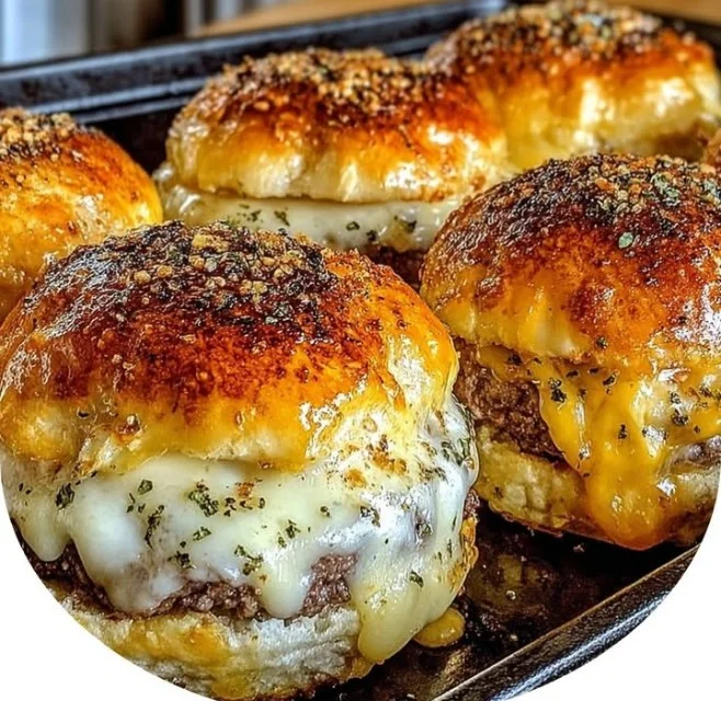 Garlic Parmesan Cheeseburger Bombs - tasty cheesy bites filled with beef and garlic