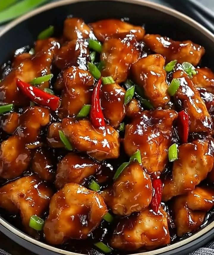 Golden Crunchy Garlic Chicken drizzled with Sticky Asian Sauce