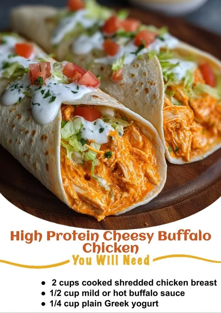 High protein cheesy buffalo chicken dish served on a plate.
