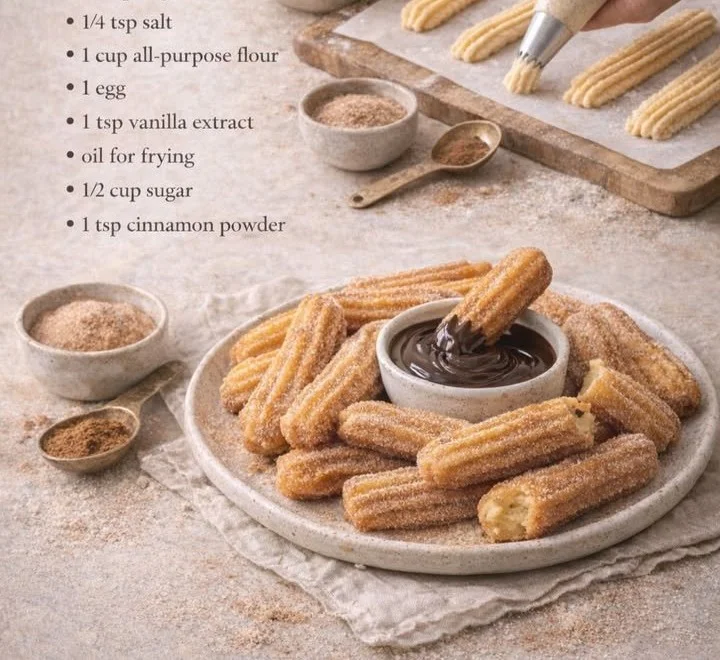Delicious homemade churros dusted with sugar and cinnamon