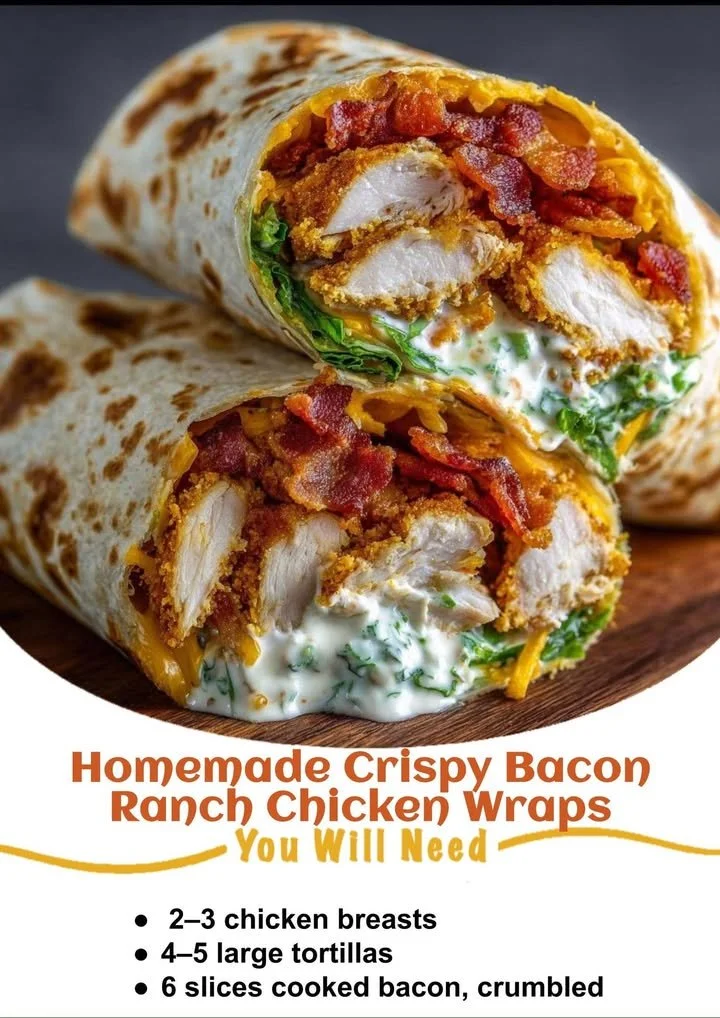 Crispy bacon ranch chicken wraps served on a plate