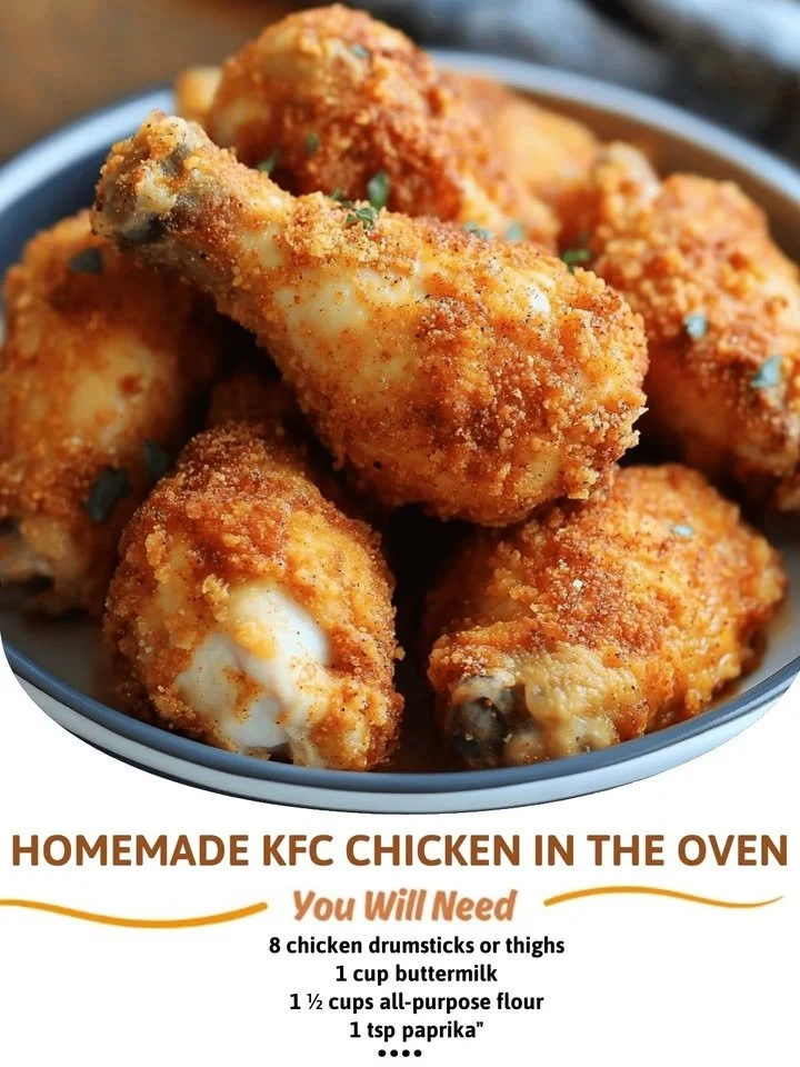 Homemade KFC chicken cooked in the oven, crispy and delicious.
