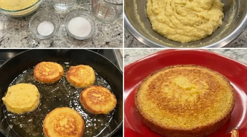 Delicious hot water cornbread served on a rustic wooden table