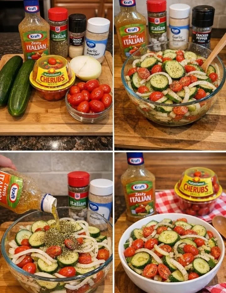Delicious Italian Cucumber Salad with fresh herbs and vinaigrette