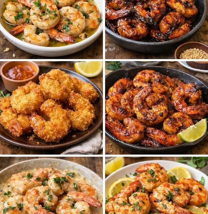 A plate of delicious jumbo shrimp cooked with garlic and herbs