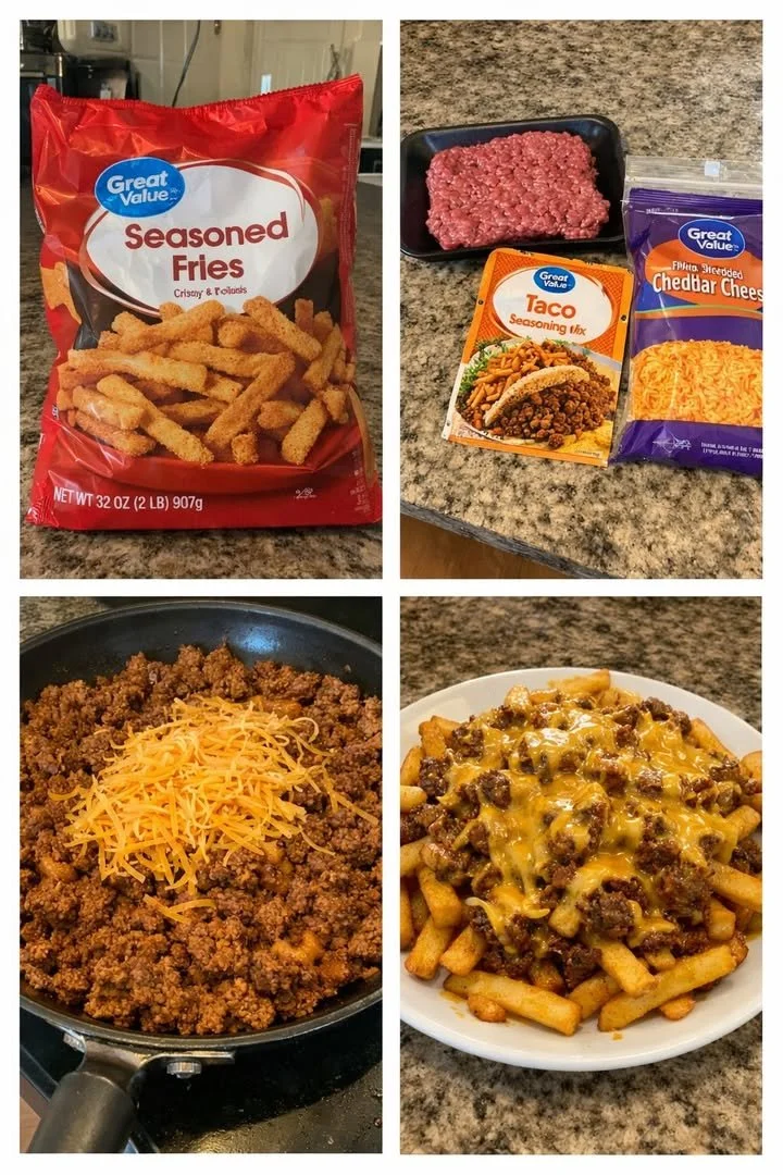 Delicious plate of crispy nacho fries topped with cheese and jalapeños.