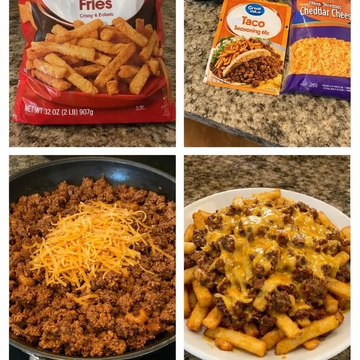 Delicious nacho fries topped with cheese and fresh toppings