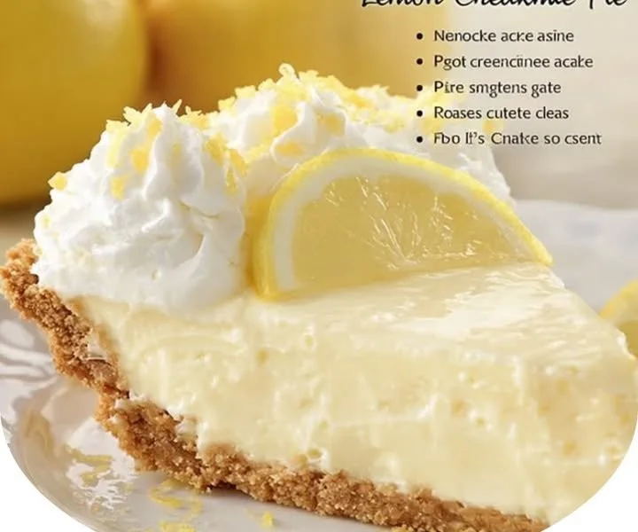 No-Bake Cream Cheese Lemonade Pie topped with lemon slices