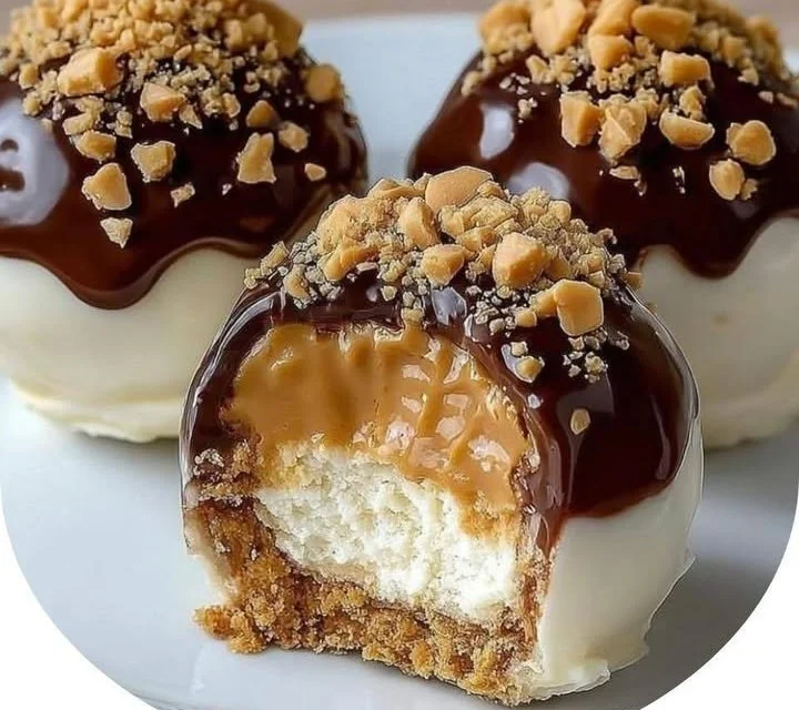 No-Bake Peanut Butter Cheesecake Balls served on a plate